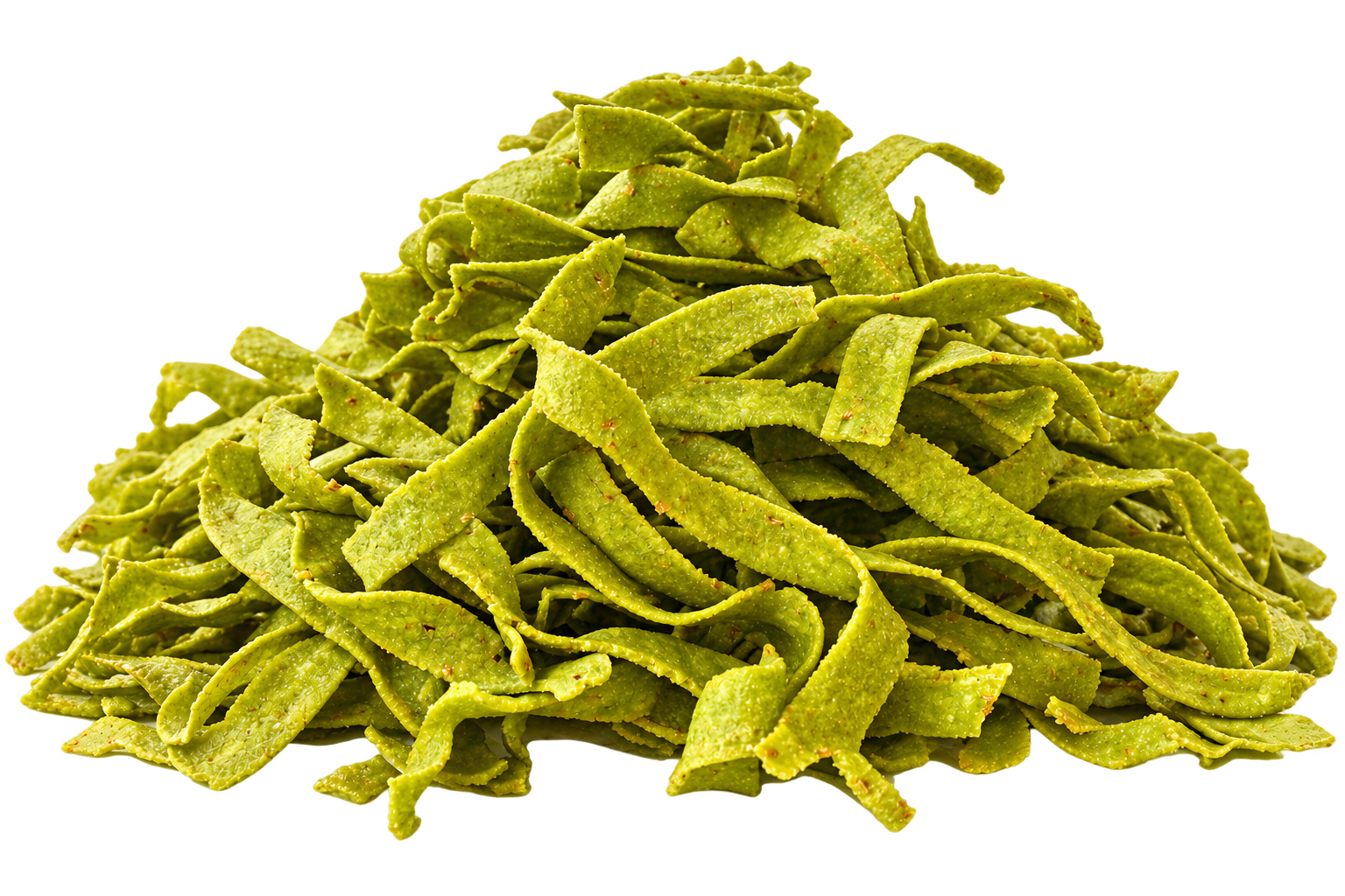A generous pile of green matcha ribbon chips